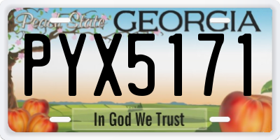 GA license plate PYX5171