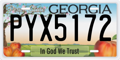 GA license plate PYX5172