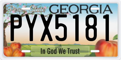 GA license plate PYX5181