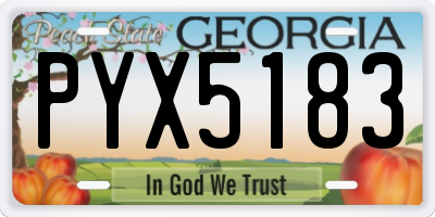 GA license plate PYX5183