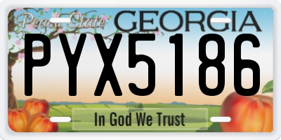 GA license plate PYX5186