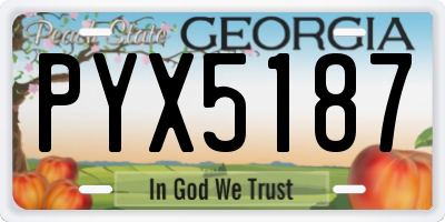 GA license plate PYX5187