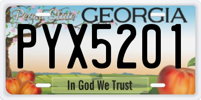 GA license plate PYX5201