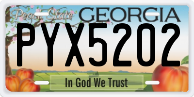 GA license plate PYX5202