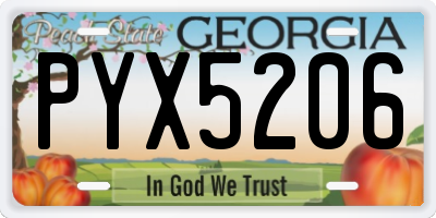 GA license plate PYX5206