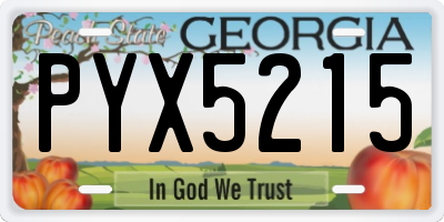 GA license plate PYX5215