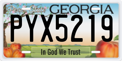 GA license plate PYX5219