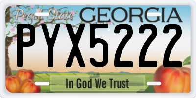 GA license plate PYX5222