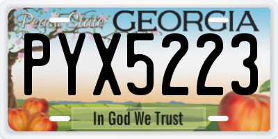 GA license plate PYX5223