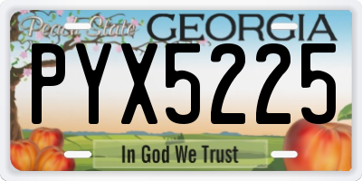 GA license plate PYX5225