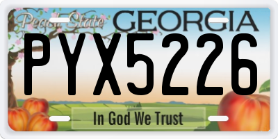 GA license plate PYX5226