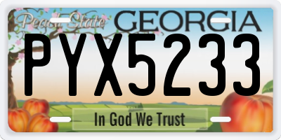 GA license plate PYX5233
