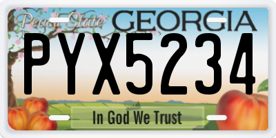 GA license plate PYX5234