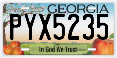 GA license plate PYX5235