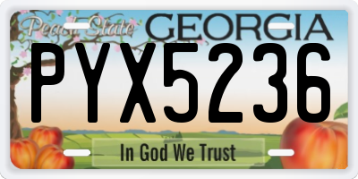 GA license plate PYX5236