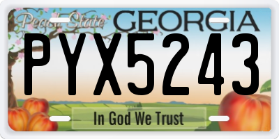 GA license plate PYX5243