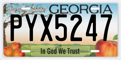 GA license plate PYX5247