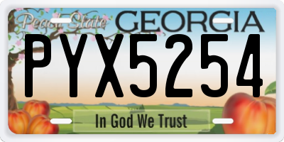 GA license plate PYX5254