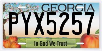 GA license plate PYX5257