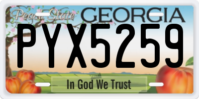 GA license plate PYX5259