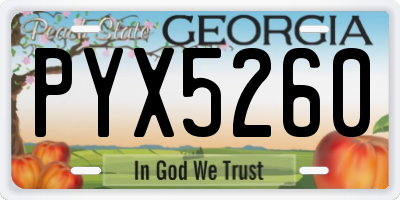 GA license plate PYX5260