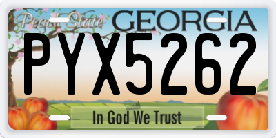 GA license plate PYX5262