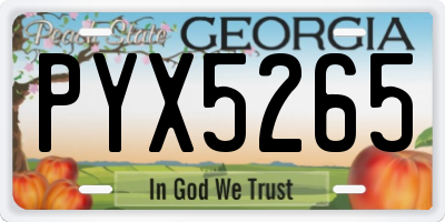 GA license plate PYX5265