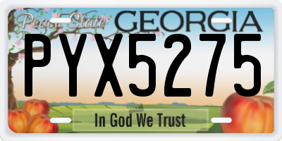 GA license plate PYX5275