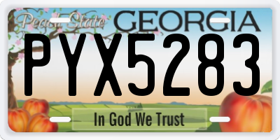 GA license plate PYX5283