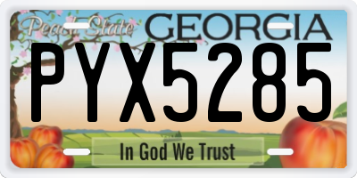 GA license plate PYX5285