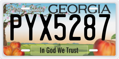 GA license plate PYX5287