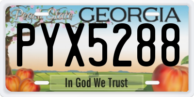 GA license plate PYX5288