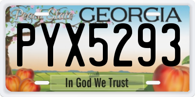 GA license plate PYX5293