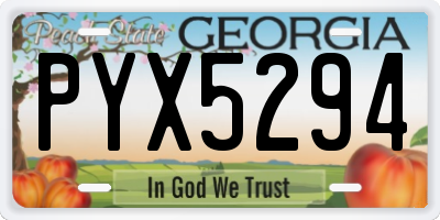 GA license plate PYX5294