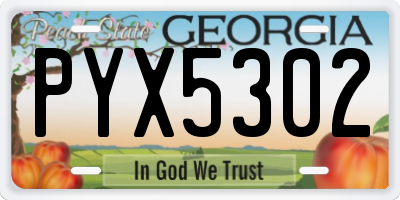 GA license plate PYX5302