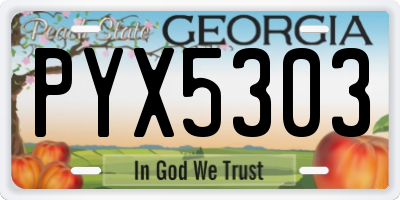 GA license plate PYX5303