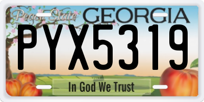 GA license plate PYX5319