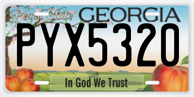 GA license plate PYX5320