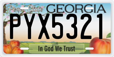 GA license plate PYX5321