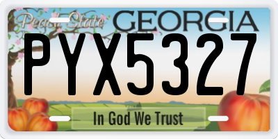 GA license plate PYX5327