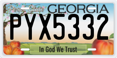 GA license plate PYX5332
