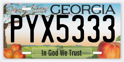 GA license plate PYX5333