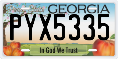 GA license plate PYX5335