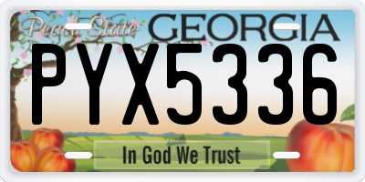 GA license plate PYX5336