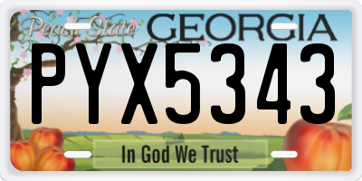 GA license plate PYX5343