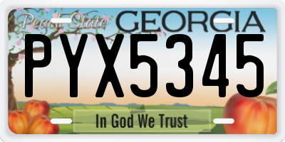 GA license plate PYX5345