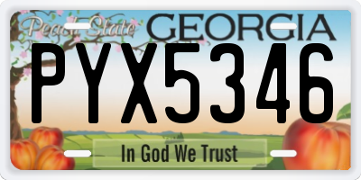 GA license plate PYX5346