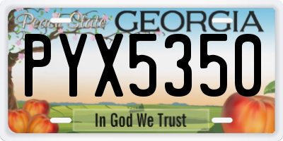 GA license plate PYX5350