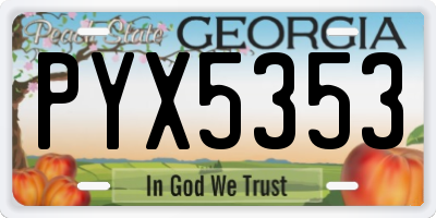 GA license plate PYX5353