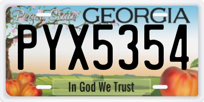 GA license plate PYX5354
